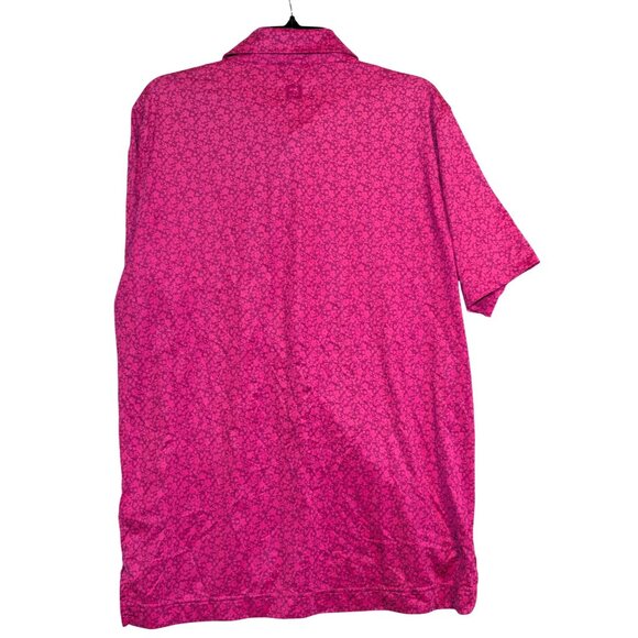 FootJoy FJ Pink Floral Polo Shirt M World Tour Golf Links Embroidered Logo Short - Picture 3 of 5